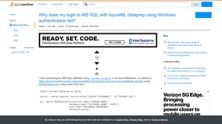 
                            9. Why does my login to MS SQL with AzureML dataprep using Windows ...