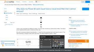 
                            13. Why does my Power BI card visual have a visual level filter that I ...