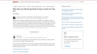 
                            3. Why does my Ubuntu go back to log in screen as l log in? - Quora