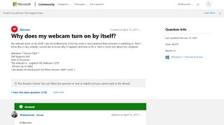 
                            2. Why does my webcam turn on by itself? - Microsoft Community