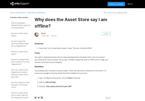 
                            8. Why does the Asset Store say I am offline? – Unity