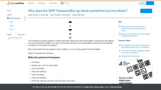 
                            1. Why does the WPF PasswordBox go blank sometimes but not others ...