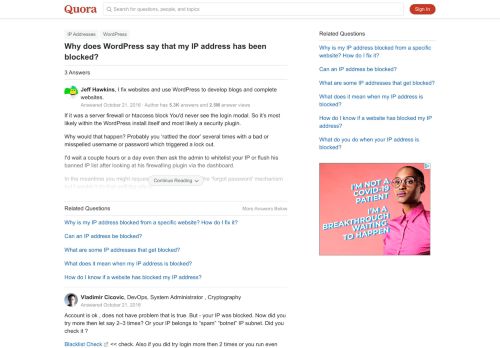 
                            11. Why does WordPress say that my IP address has been blocked? - Quora