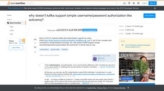 
                            8. why doesn't kafka support simple username/password authorization ...