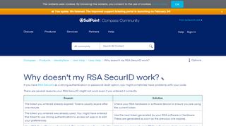 
                            8. Why doesn't my RSA SecurID work? |Compass - SailPoint Community