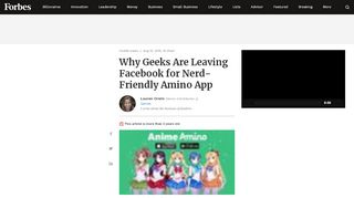 
                            10. Why Geeks Are Leaving Facebook for Nerd-Friendly Amino App - Forbes