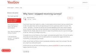 
                            8. Why have I stopped receiving surveys? – YouGov Support