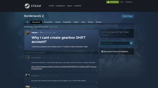 
                            2. Why i cant create gearbox SHiFT account? :: Borderlands 2 General ...