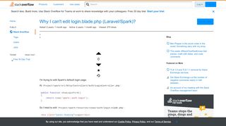 
                            7. Why I can't edit login.blade.php (Laravel/Spark)? - Stack Overflow