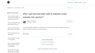 
                            2. Why I got banned after add of website under website ... - AddMeFast.com