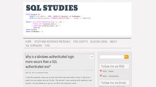 
                            9. Why is a Windows authenticated login more secure than a SQL ...