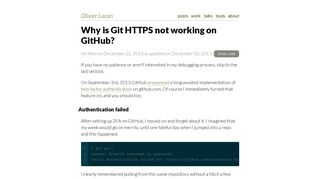 
                            11. Why is Git HTTPS not working on GitHub? - Olivier Lacan