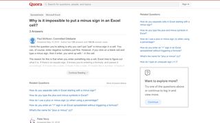 
                            4. Why is it impossible to put a minus sign in an Excel cell? - Quora