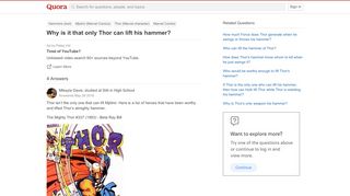 
                            12. Why is it that only Thor can lift his hammer? - Quora