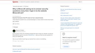 
                            7. Why is Minecraft asking me to answer security questions every time ...