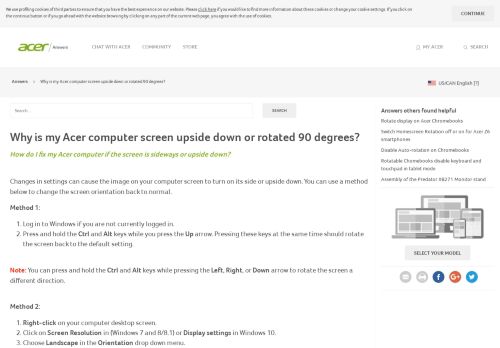 
                            3. Why is my Acer computer screen upside down or rotated 90 degrees?