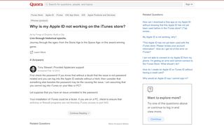 
                            9. Why is my Apple ID not working on the iTunes store? - Quora