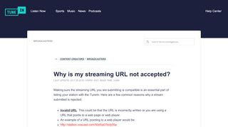 
                            11. Why is my streaming URL not accepted? - TuneIn