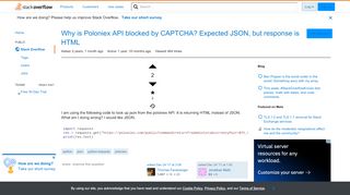 
                            8. Why is Poloniex API blocked by CAPTCHA? Expected JSON, but ...