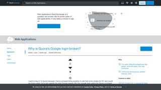 
                            8. Why is Quora's Google login broken? - Web Applications Stack Exchange