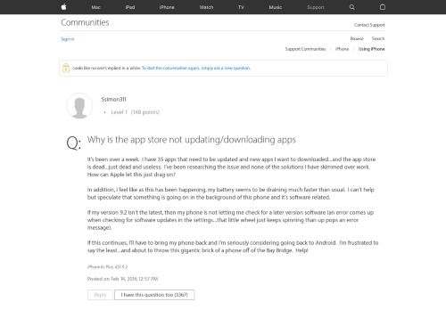 
                            2. Why is the app store not updating/downloa… - Apple Community ...