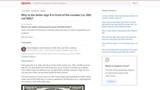 
                            3. Why is the dollar sign $ in front of the number (i.e. $50, not 50 ...