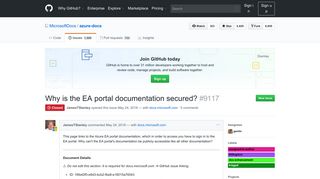 
                            7. Why is the EA portal documentation secured? · Issue #9117 ... - GitHub