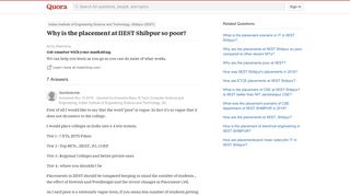 
                            11. Why is the placement at IIEST Shibpur so poor? - Quora