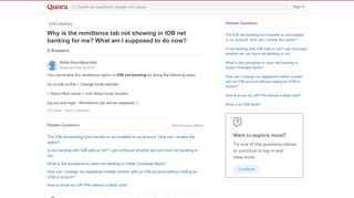 
                            8. Why is the remittance tab not showing in IOB net banking for me ...