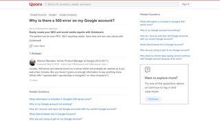 
                            6. Why is there a 500 error on my Google account? - Quora