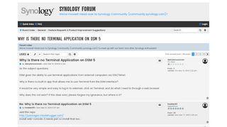 
                            2. Why is there no Terminal Application on DSM 5 - Synology Forum