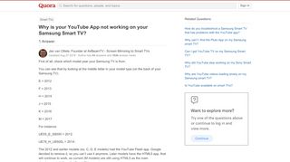 
                            5. Why is your YouTube App not working on your Samsung Smart TV? - Quora
