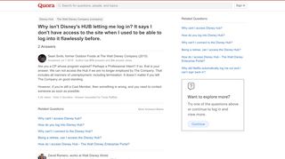 
                            3. Why isn't Disney's HUB letting me log in? It says I don't have ...
