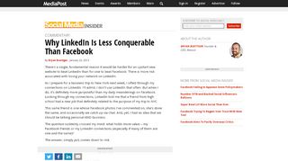 
                            9. Why LinkedIn Is Less Conquerable Than Facebook 01/23/2013