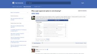 
                            1. Why Login approval option is not showing? | Facebook Help ...