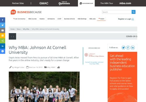
                            8. Why MBA: Johnson At Cornell University • BusinessBecause