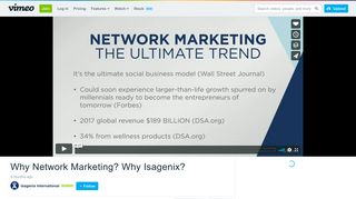 
                            8. Why Network Marketing? Why Isagenix? on Vimeo