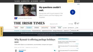 
                            9. Why Ryanair is offering package holidays now - The Irish Times