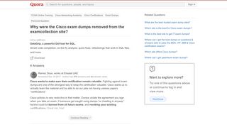 
                            8. Why were the Cisco exam dumps removed from the examcollection site ...