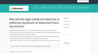 
                            3. Why will the login shield not allow me to withdraw my bitcoin or ...