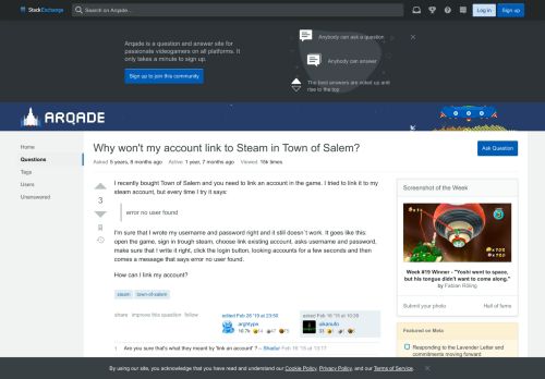 
                            8. Why won't my account link to Steam in town of salem? - Arqade