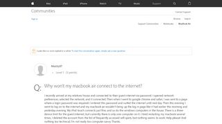 
                            13. Why won't my macbook air connect to the i… - Apple Community