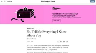 
                            9. Why You Should Never Google on the First Date - The New York Times