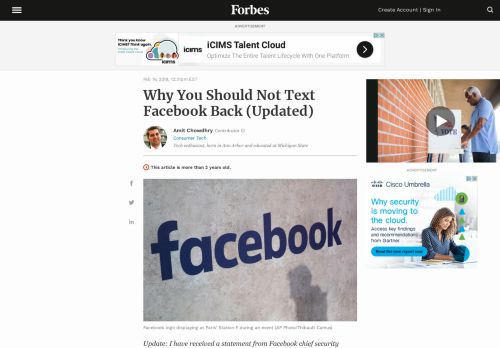 
                            10. Why You Should Not Text Facebook Back (Updated) - Forbes