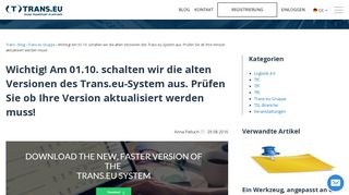 
                            7. Wichtig! Am 01.10. schalten wir die alten Versionen des Trans.eu ...