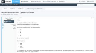 
                            11. Wichtig! Versandart - Max. Gewicht und Betrag | Supportforum für ...