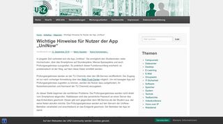 
                            10. Wichtige Hinweise für Nutzer der App „UniNow“ | URZ-Community