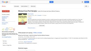 
                            6. Wicked Cool Perl Scripts: Useful Perl Scripts that Solve Difficult ... - Google बुक के परिणाम