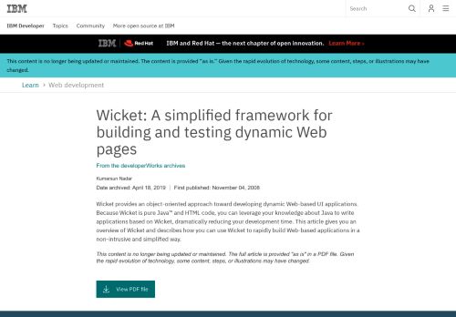 
                            10. Wicket: A simplified framework for building and testing dynamic Web ...