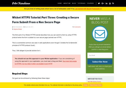 
                            9. Wicket HTTPS Tutorial Part Three: Creating a Secure Form Submit ...